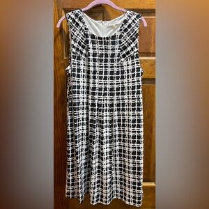 Black and White A-Line Midi Dress